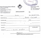 Payment receipt for EPZ annual licence